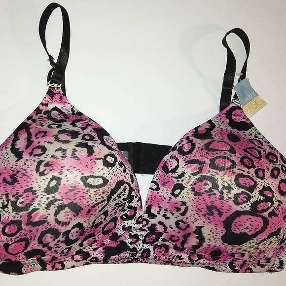 NWT~PLUS SIZE 40D Pretty Pink Cheetah Ocelot Wireless Bra. - Picture 7 of 10